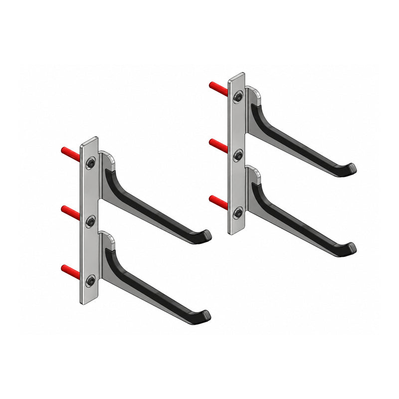 Wall-Mounted Hangers for Storage of 4 Volleyball Posts