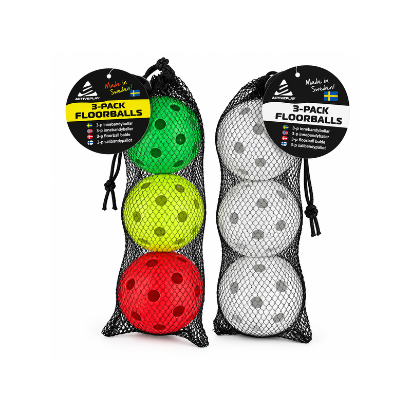 IFF-Approved Floorball Balls – 3-Pack with Mesh Bag
