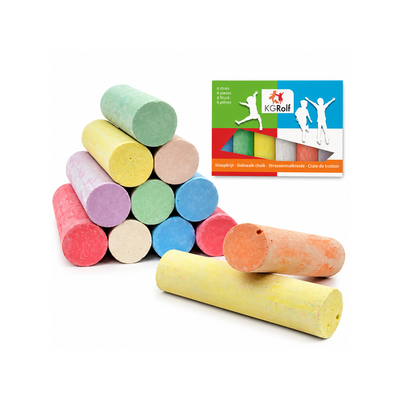 Street Chalk – 6-Pack for Pavement Drawing and Outdoor Play